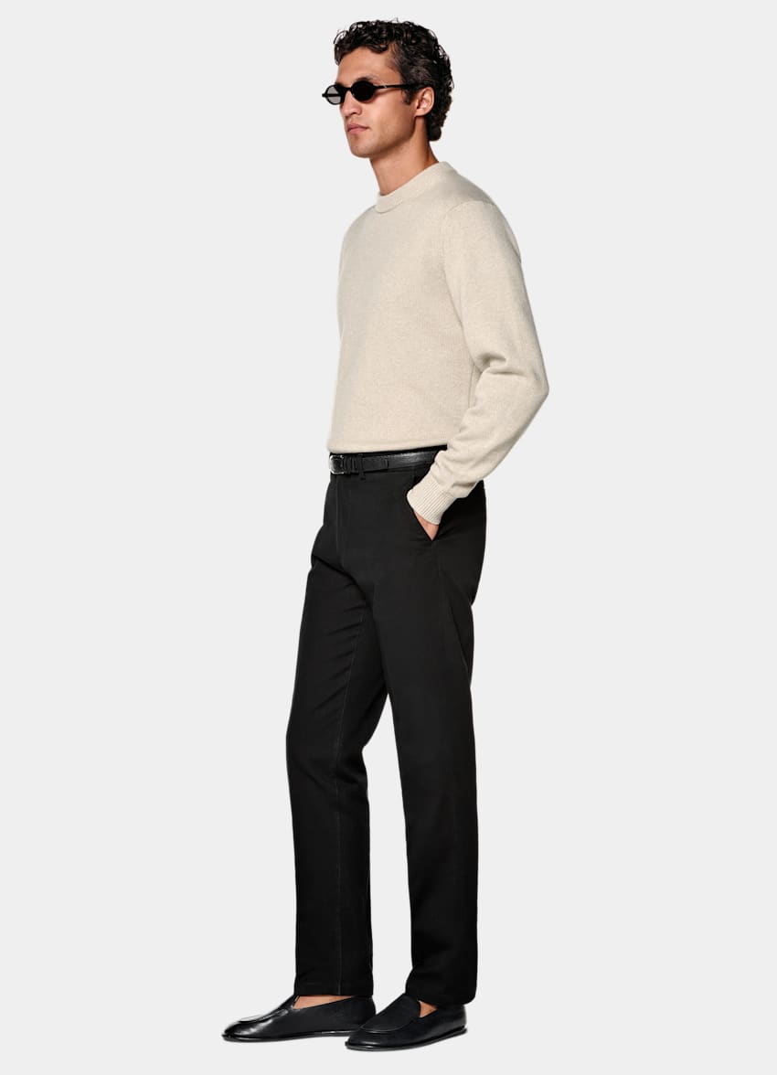 SUITSUPPLY All season Coton stretch par Cervotessile, Italie Chino Slim Leg Straight noir