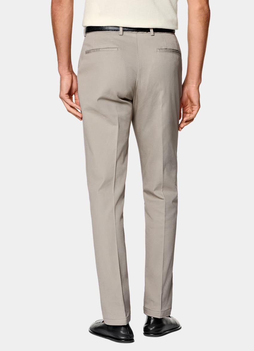 Taupe Slim Leg Straight Chinos