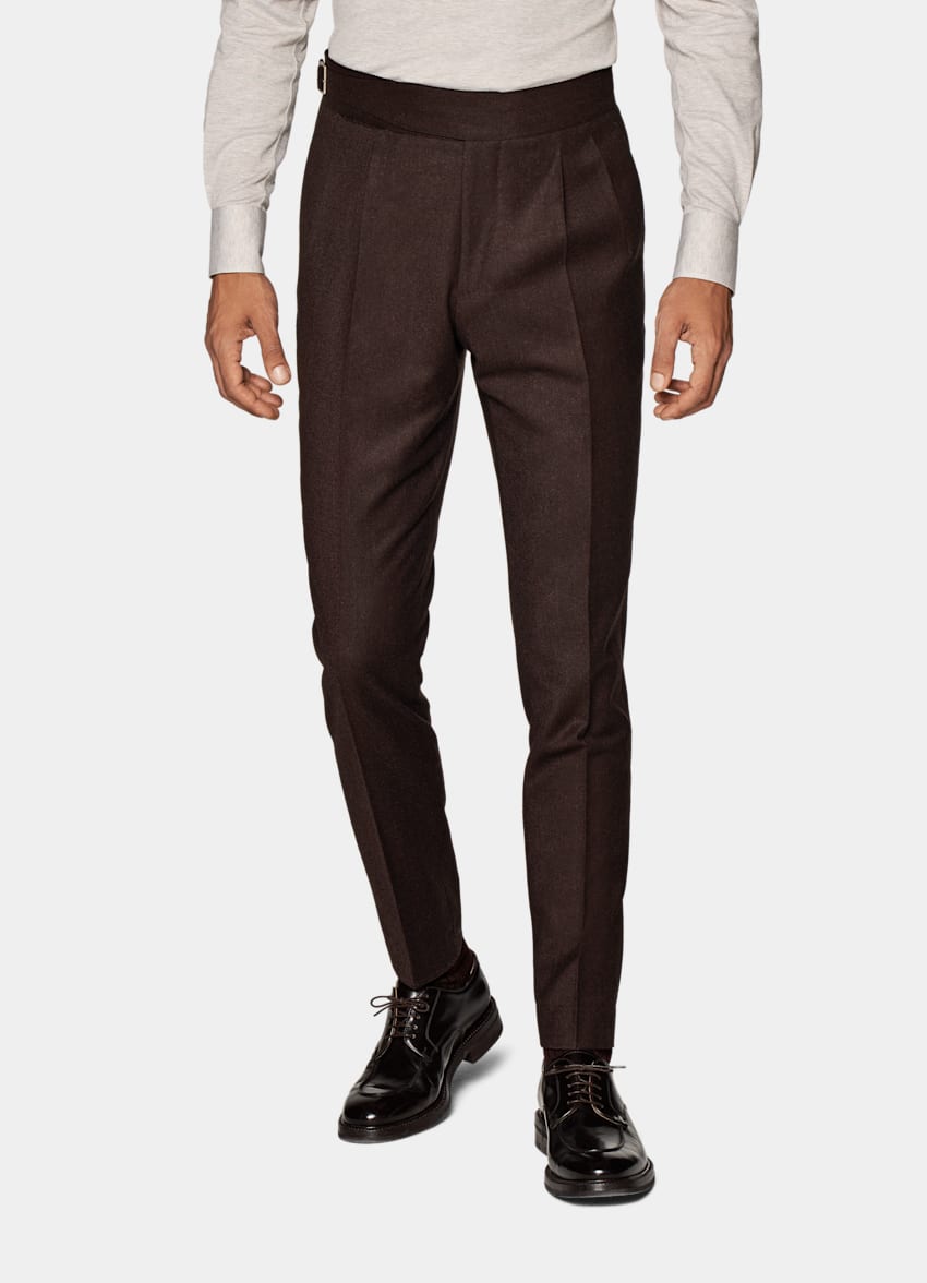 Burgundy Pleated Fellini Trousers | Pure Wool | SUITSUPPLY
