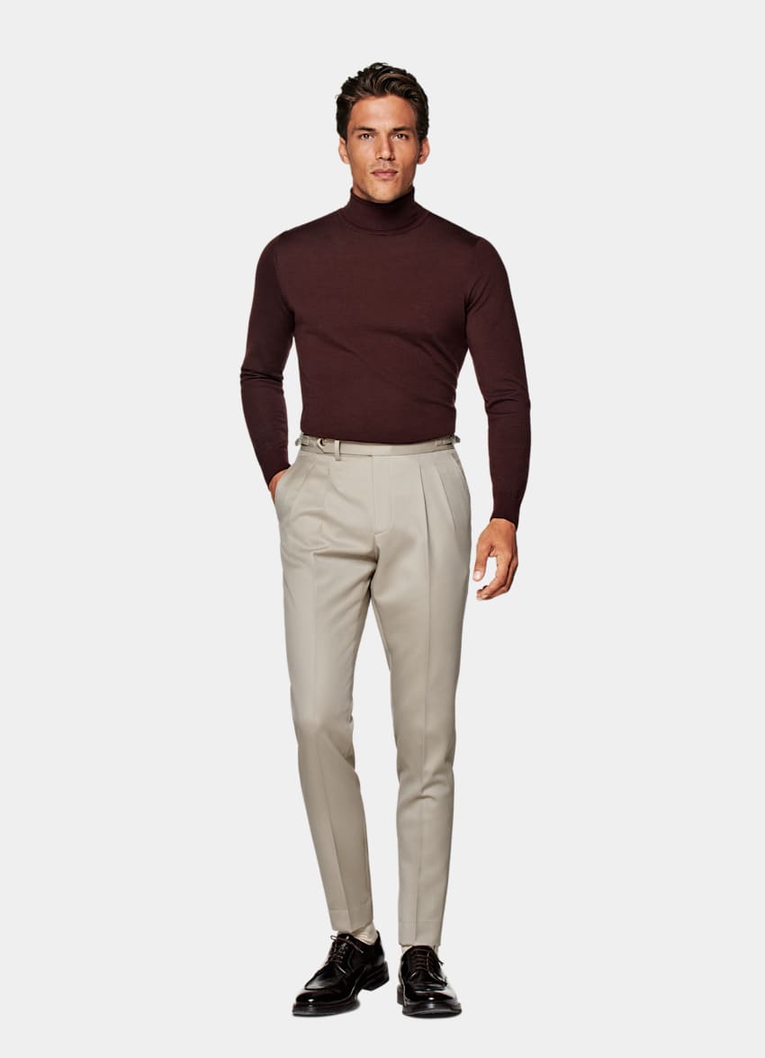 Light Brown Pleated Braddon Trousers | Pure Wool | SUITSUPPLY
