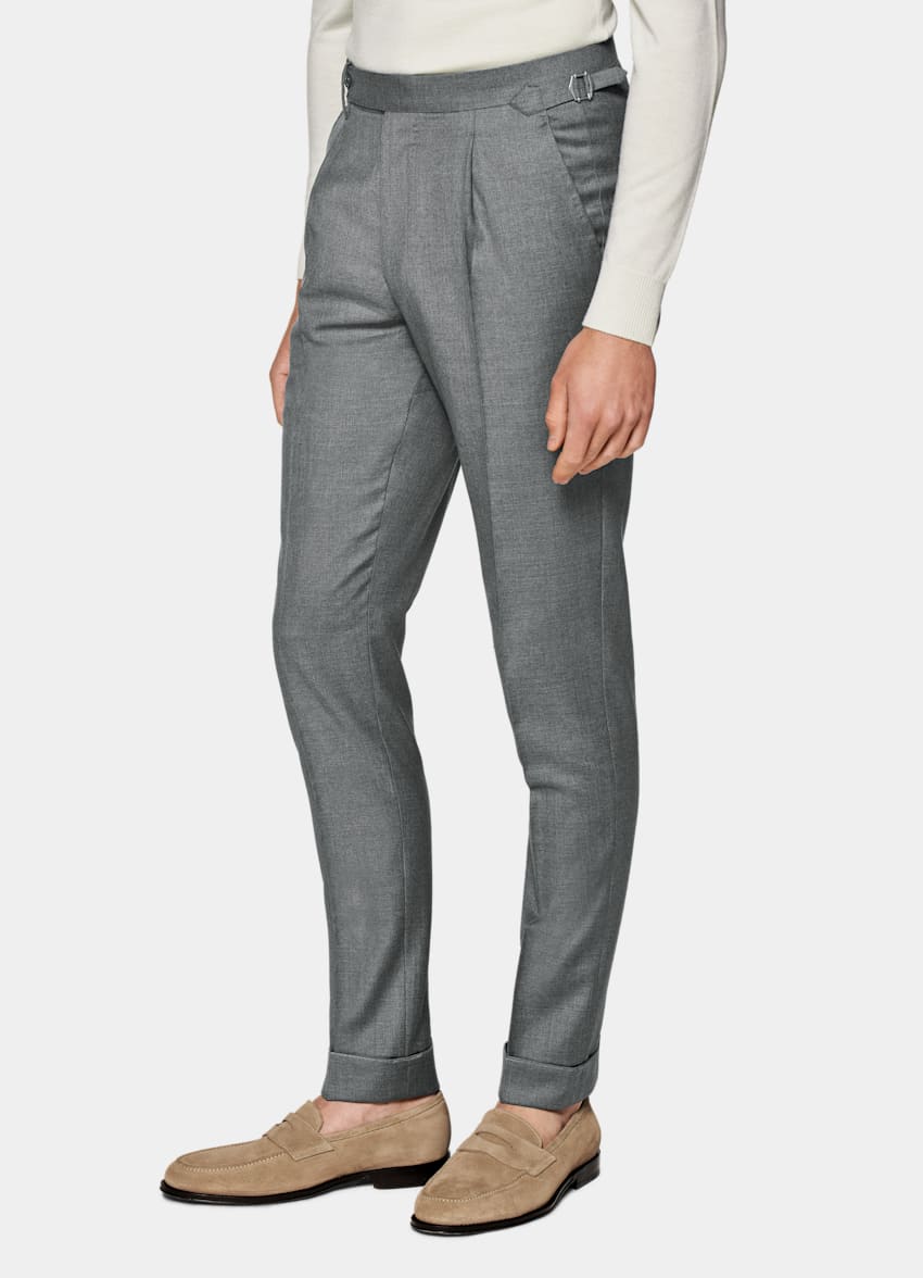 Mid Grey Pleated Vigo Trousers in Pure S110's Wool | SUITSUPPLY SE