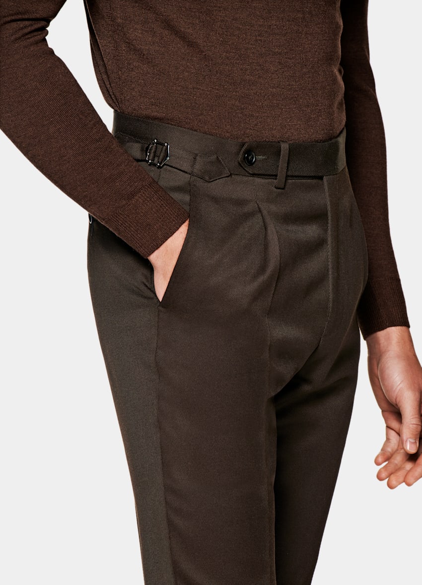 Share 72+ dark brown wool trousers best - in.cdgdbentre