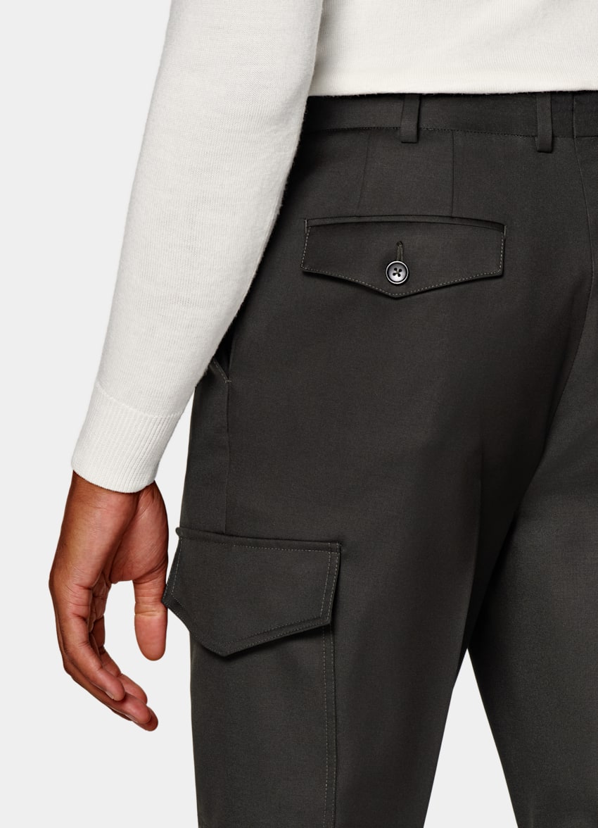 SUITSUPPLY 意大利 Vitale Barberis Canonico 生产的S110 支羊毛面料 Blake 深棕色工装裤