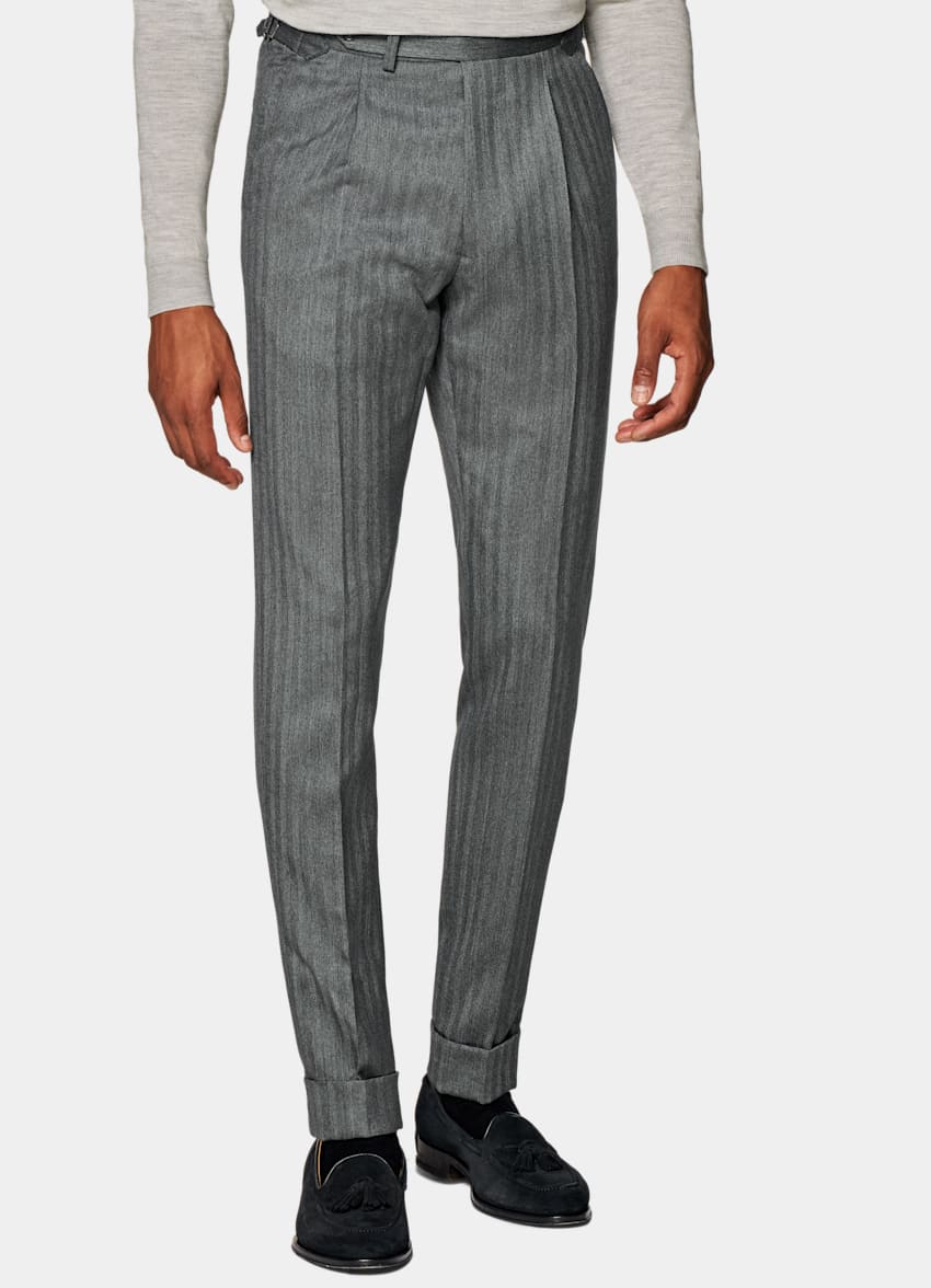 Pleated Tailored Trousers - Dark Grey | Manière De Voir USA-vachngandaiphat.com.vn