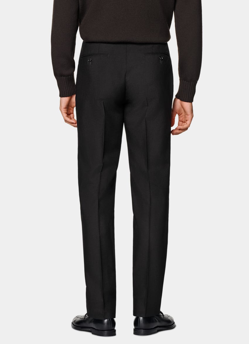 SUITSUPPLY All Season Pure 4-Ply Traveller Wool by Rogna, Italy Black Straight Leg Trousers