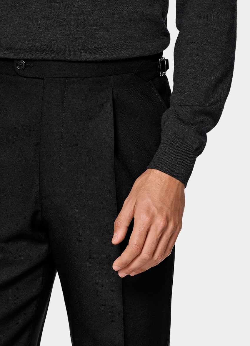 スーツ WIRROW Wool serge wide tapered slacks Dark Green Slim Leg Tapered Suit Trousers in Wrinkle-Free 4