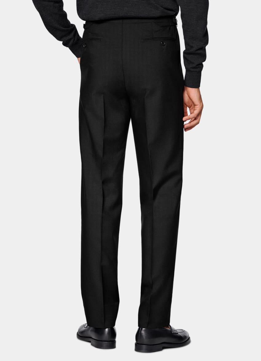 Black Wide Leg Tapered Suit Trousers