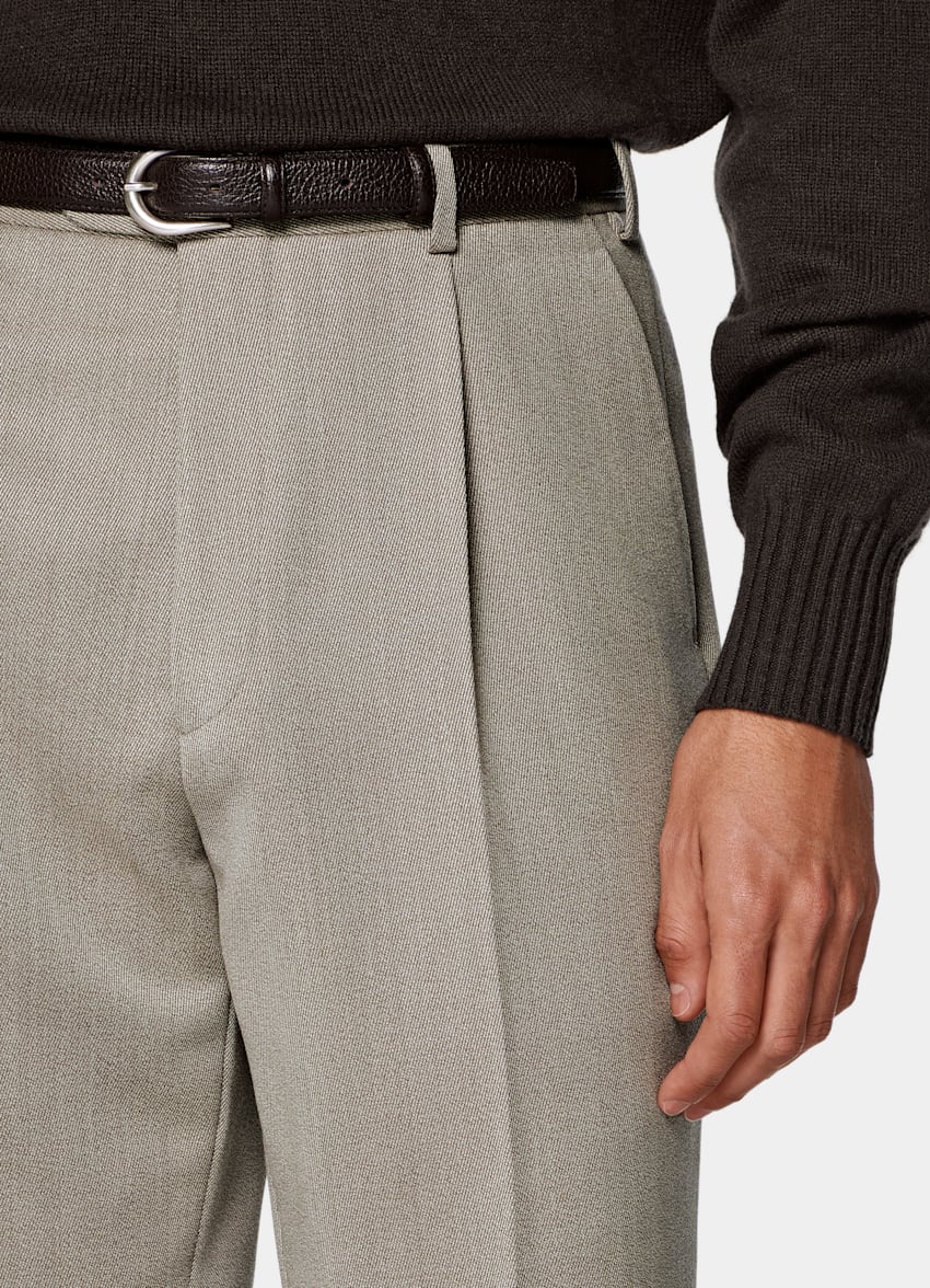 SUITSUPPLY Winter Pure Wool by Vitale Barberis Canonico, Italy Sand Wide Leg Tapered Trousers