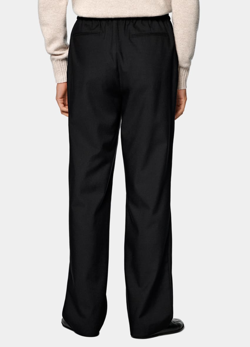 Black Wide Leg Straight Trousers