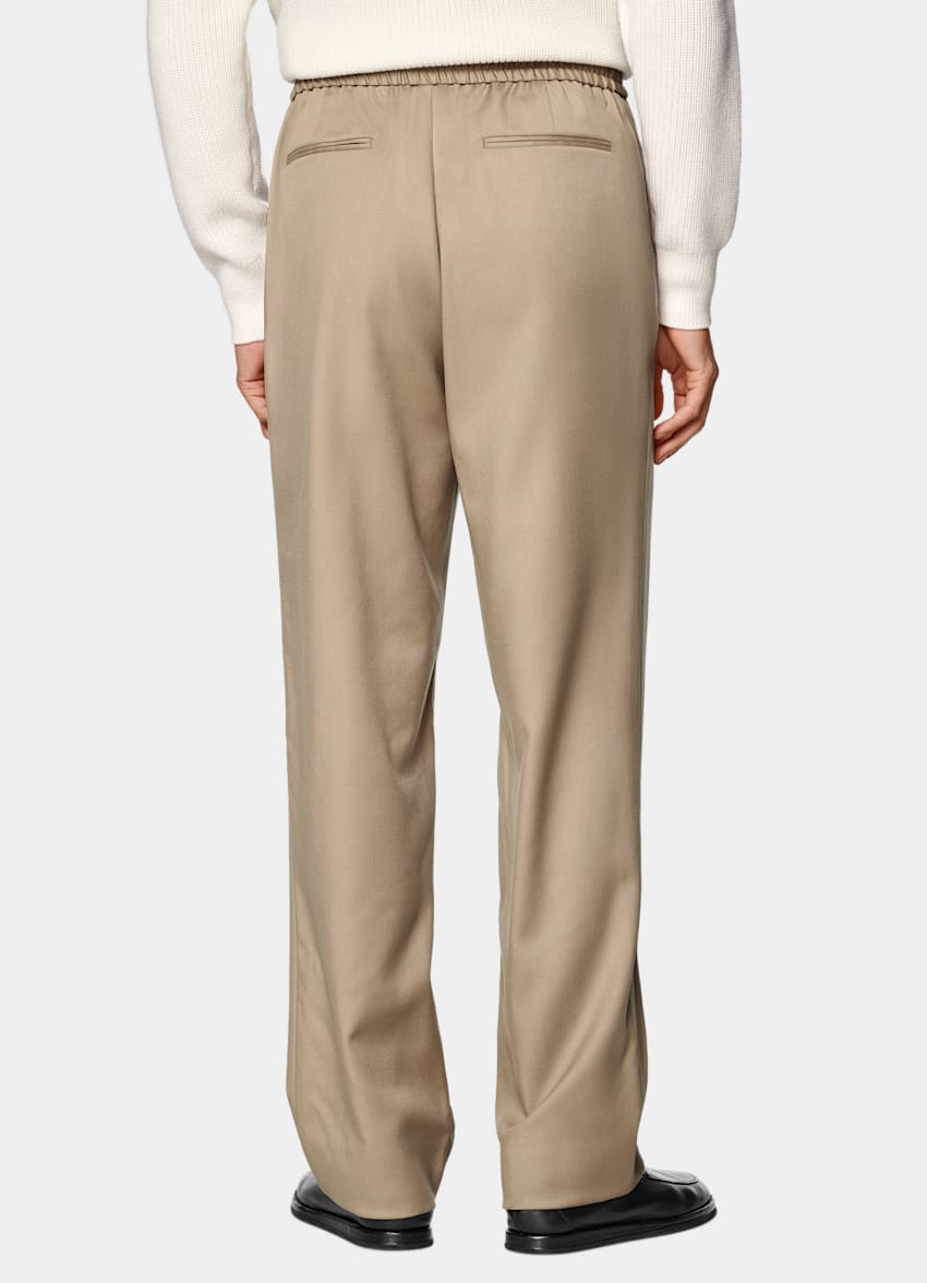 Sand Wide Leg Straight Trousers