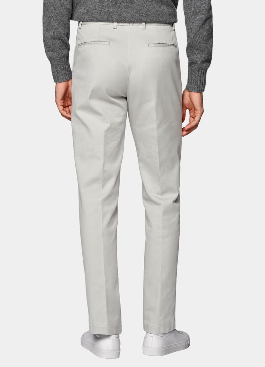 Light Grey Slim Leg Straight Chinos