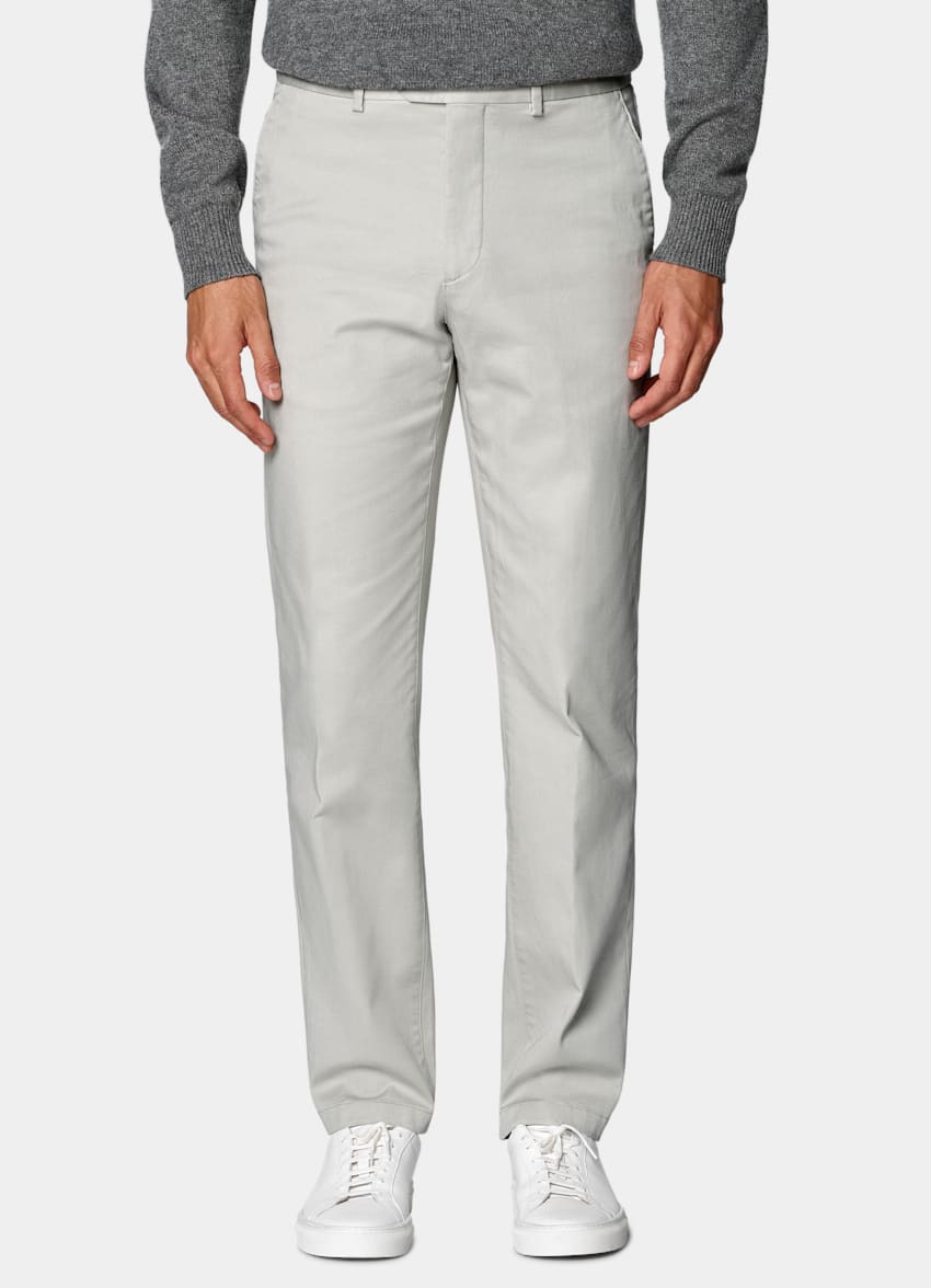 SUITSUPPLY All season Stretch-Baumwolle von Cervotessile, Italien Chino hellgrau Slim Leg