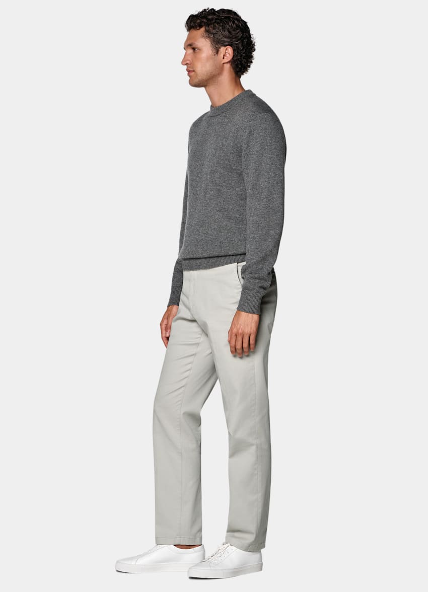 SUITSUPPLY All season Stretch-Baumwolle von Cervotessile, Italien Chino hellgrau Slim Leg