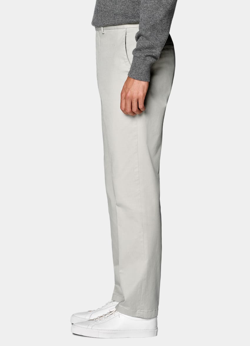 SUITSUPPLY All season Stretch-Baumwolle von Cervotessile, Italien Chino hellgrau Slim Leg