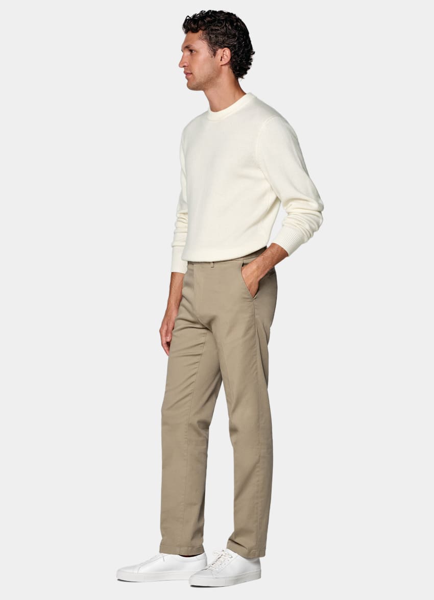 SUITSUPPLY All Season Stretch Cotton by Cervotessile, Italy Light Brown Slim Leg Chinos