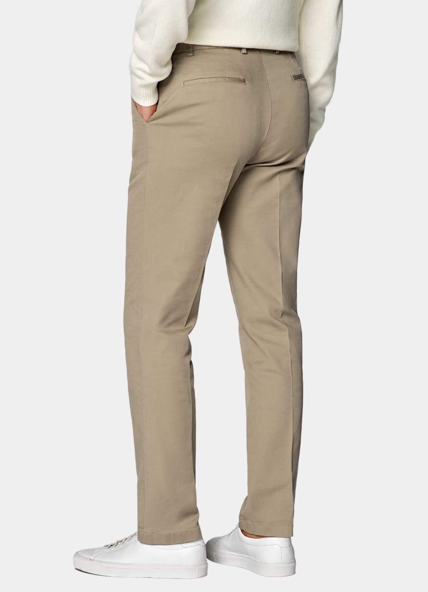 SUITSUPPLY All Season Stretch Cotton by Cervotessile, Italy Light Brown Slim Leg Chinos