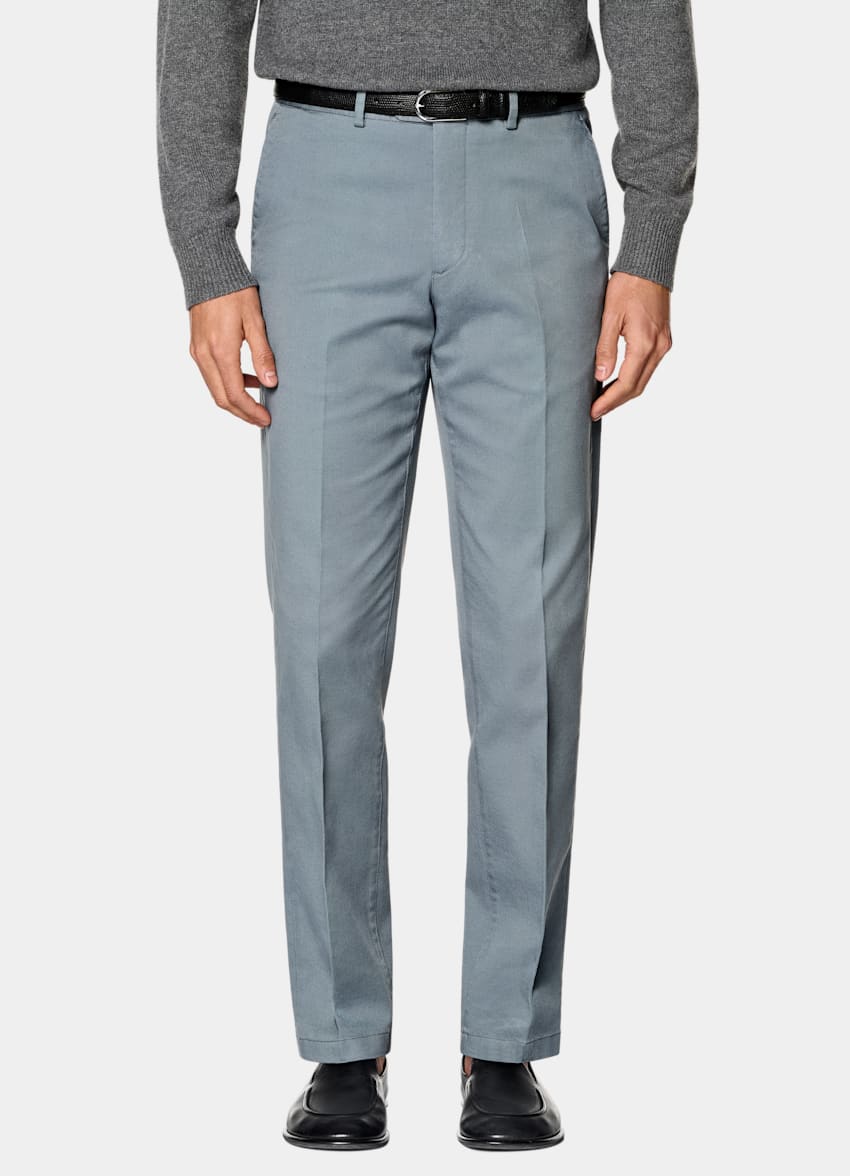 SUITSUPPLY All season Stretch-Baumwolle von Cervotessile, Italien Chino Hose Slim Leg Straight in Mittelblau