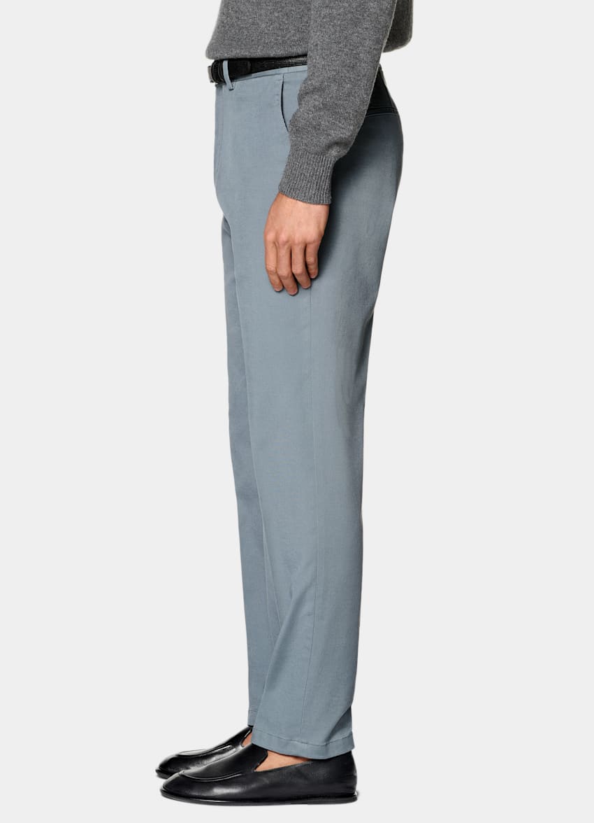 SUITSUPPLY All season Stretch-Baumwolle von Cervotessile, Italien Chino Hose Slim Leg Straight in Mittelblau