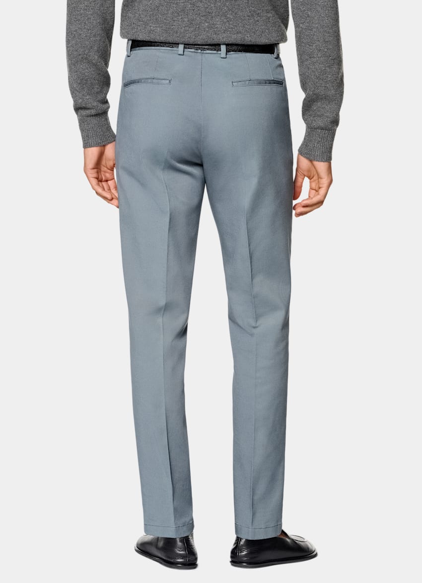 Mid Blue Slim Leg Straight Chinos