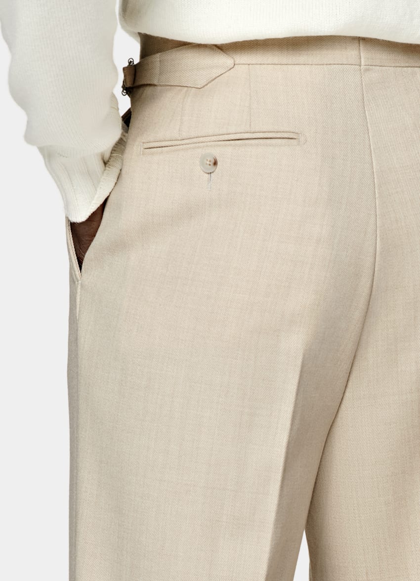 SUITSUPPLY Pure Wool by Di Sondrio, Italy  Sand Pleated Duca Pants