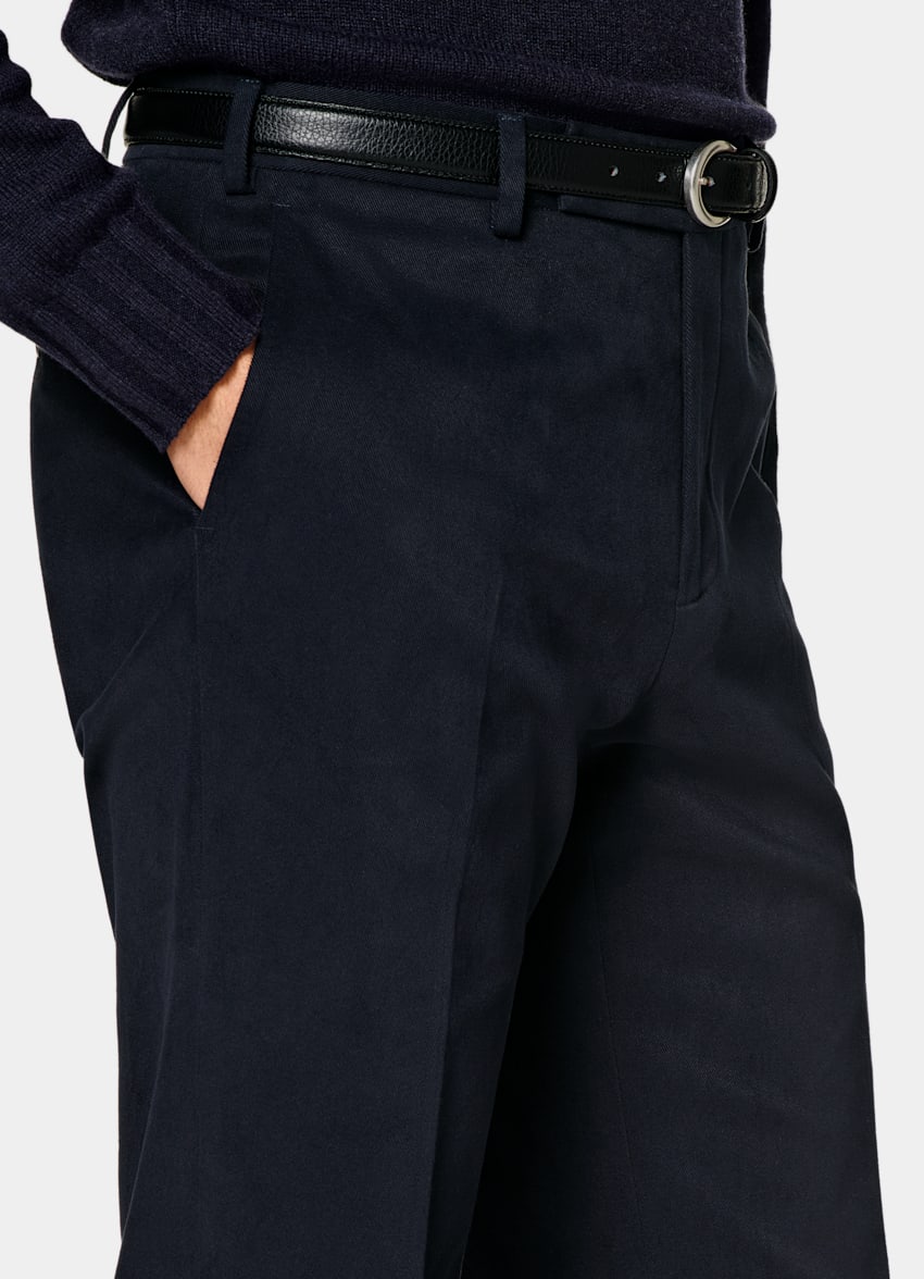 SUITSUPPLY Stretch Cotton by Di Sondrio, Italy Navy Milano Trousers