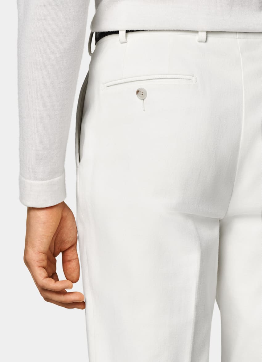 SUITSUPPLY 意大利 Di Sondrio 生产的弹力棉面料 Milano 米白色长裤