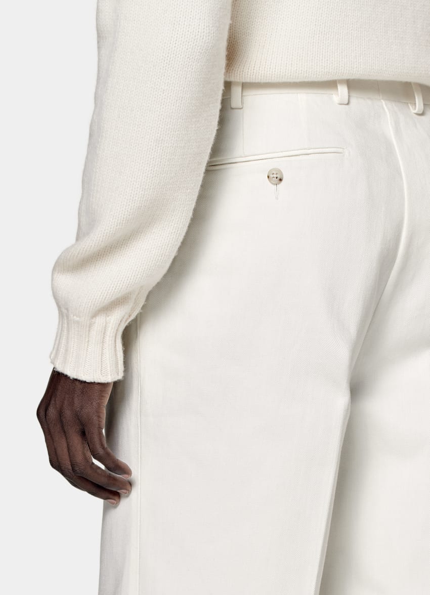 SUITSUPPLY Pure Cotton by Di Sondrio, Italy  Off-White Pleated Duca Pants