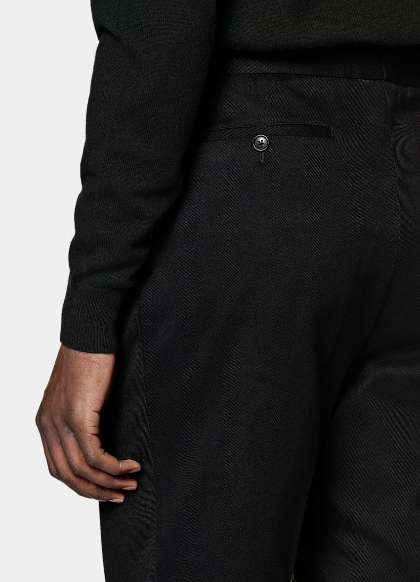 SUITSUPPLY Cotton Cashmere by E.Thomas, Italy  Black Pleated Mira Pants