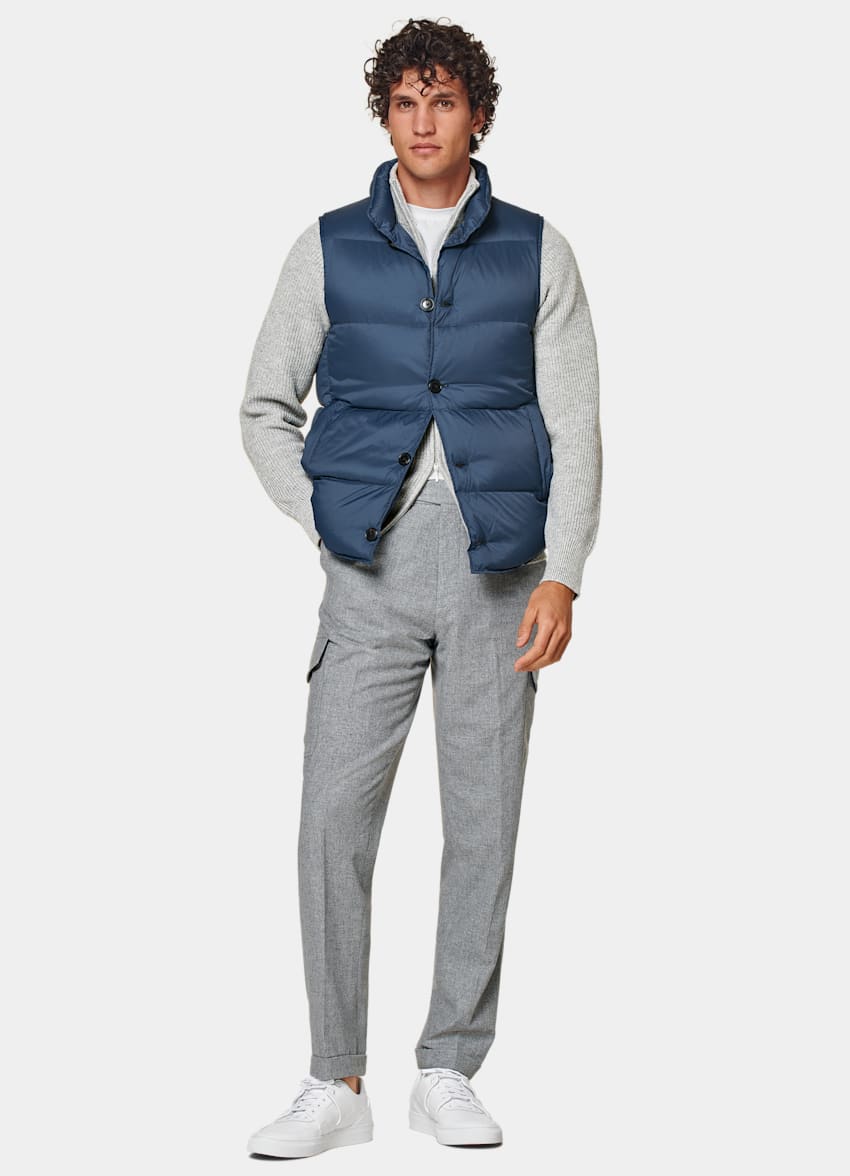 SUITSUPPLY Wool Cashmere by Rogna, Italy Light Grey Blake Cargo Trousers