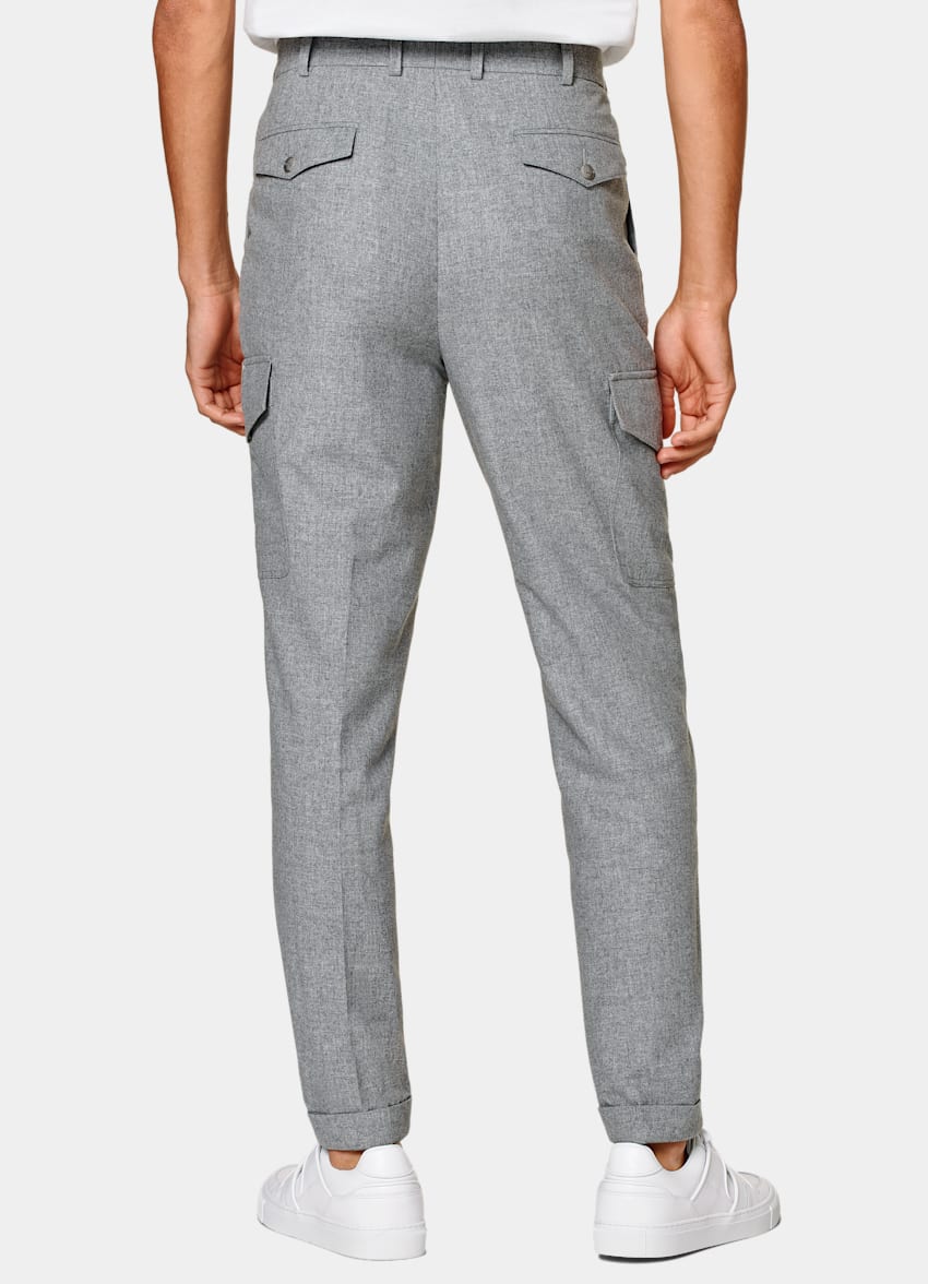 SUITSUPPLY Wool Cashmere by Rogna, Italy  Light Grey Blake Cargo Pants