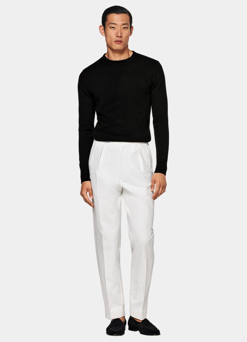 SUITSUPPLY Pure Cotton by Beste, Italy Off-White Pleated Mira Trousers