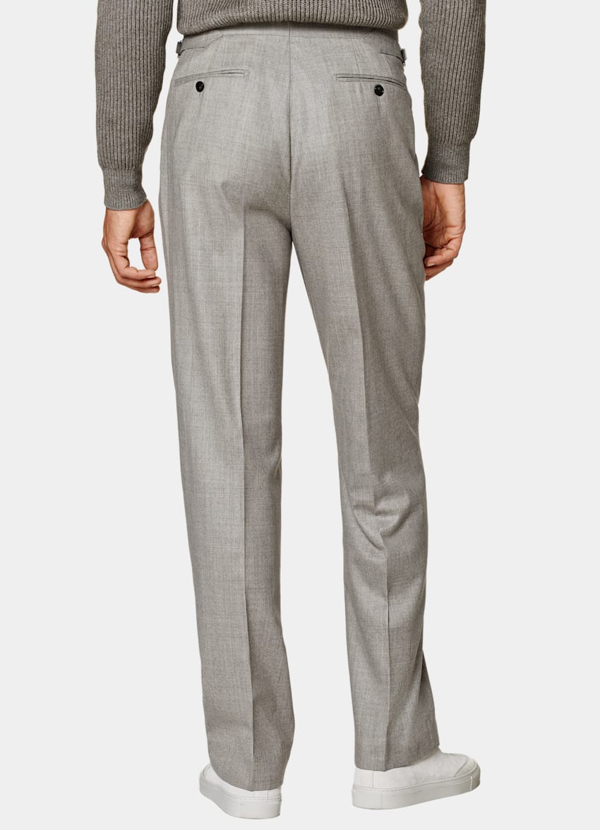 SUITSUPPLY Wool Cashmere by Rogna, Italy  Taupe Pleated Duca Pants