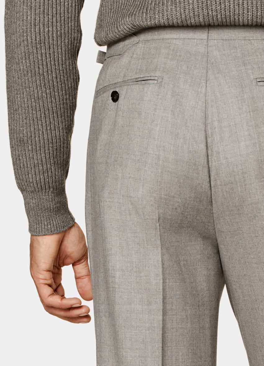 SUITSUPPLY Wool Cashmere by Rogna, Italy Sand Pleated Duca Trousers
