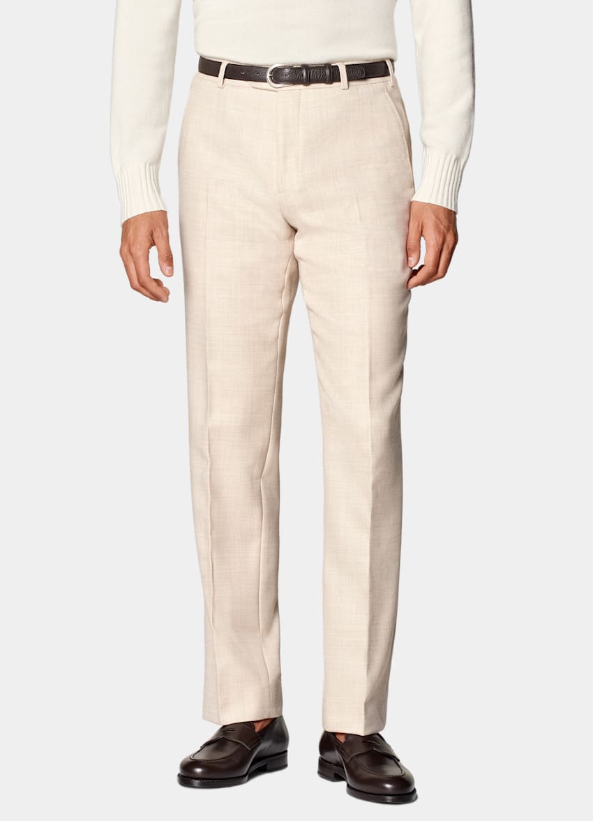 SUITSUPPLY Winter Pure Flannel Wool by Di Sondrio, Italy Sand Straight Leg Trousers