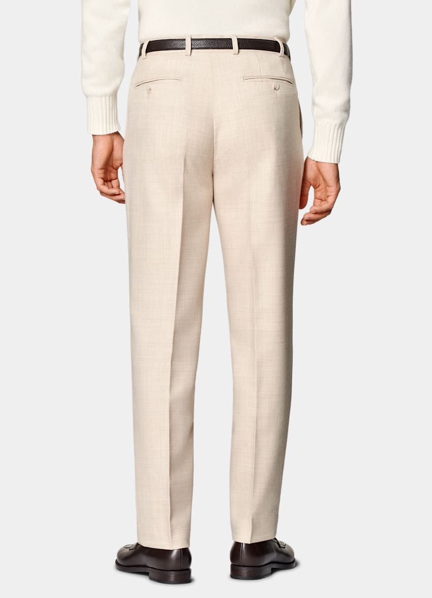 SUITSUPPLY Winter Pure Flannel Wool by Di Sondrio, Italy Sand Straight Leg Trousers