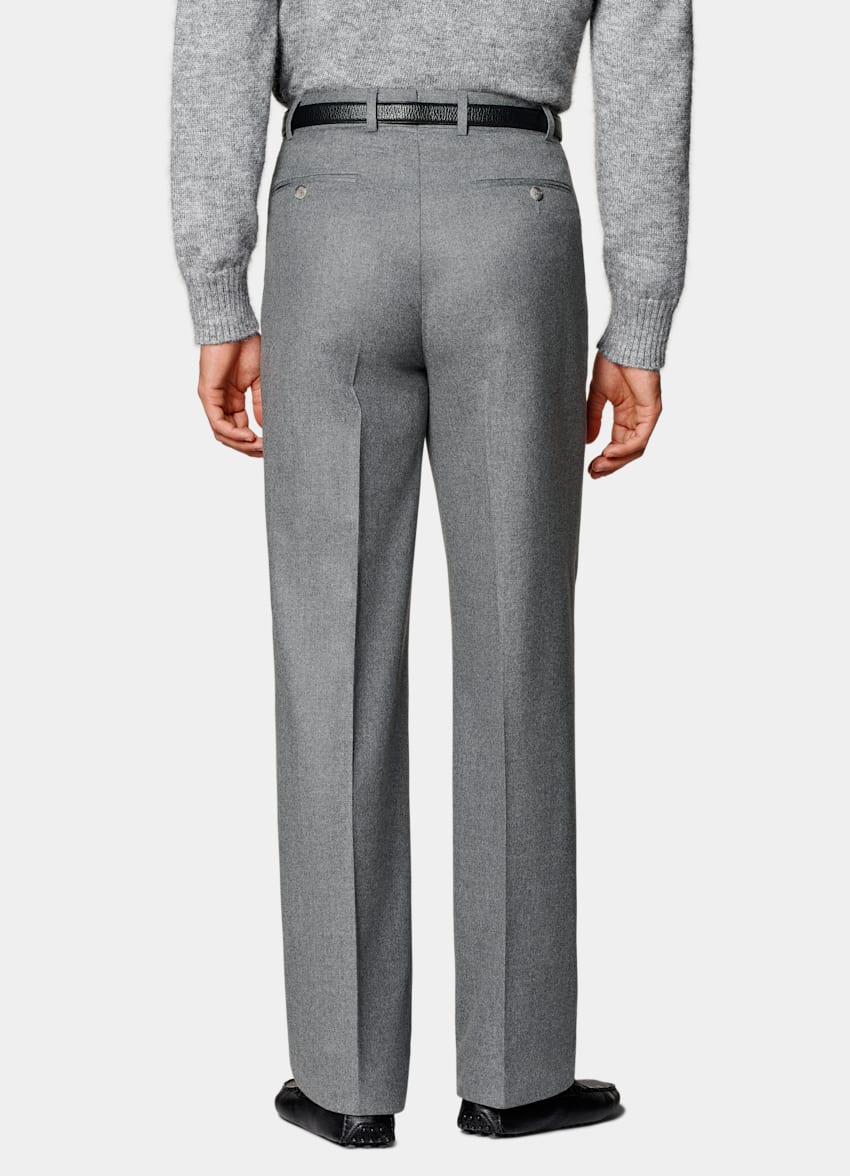 SUITSUPPLY Winter Wool Cashmere by Vitale Barberis Canonico, Italy  Mid Grey Wide Leg Straight Pants