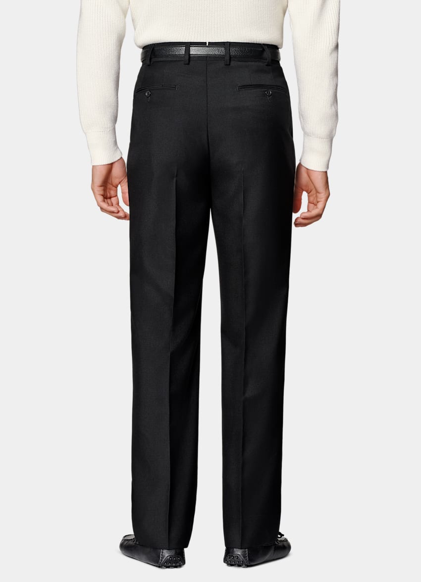 SUITSUPPLY All Season Pure Wool by Vitale Barberis Canonico, Italy  Black Wide Leg Straight Pants