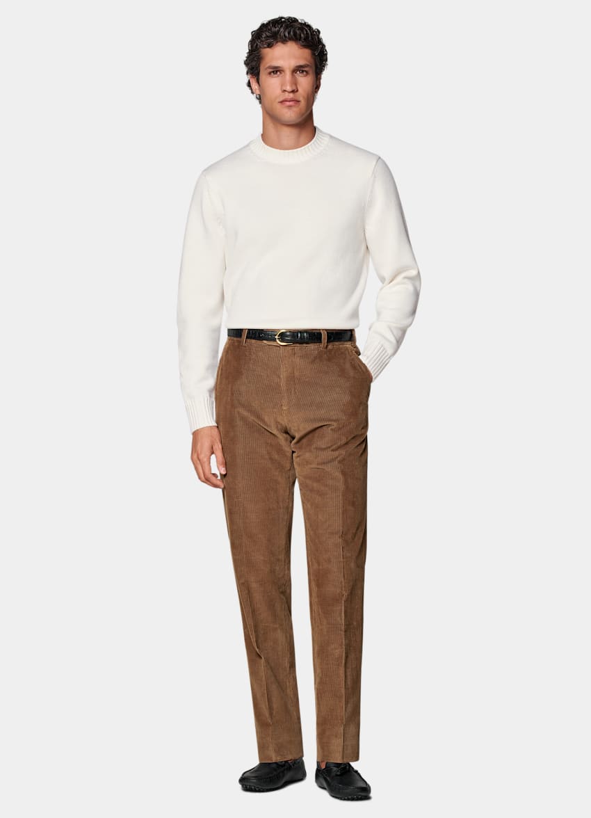 SUITSUPPLY Hiver Velours pur coton - Pontoglio, Italie Pantalon Straight Leg marron moyen