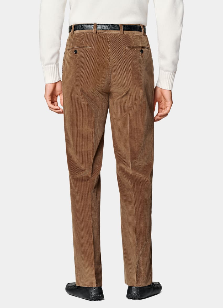 SUITSUPPLY Winter Pure Cotton Corduroy by Pontoglio, Italy Mid Brown Straight Leg Pants