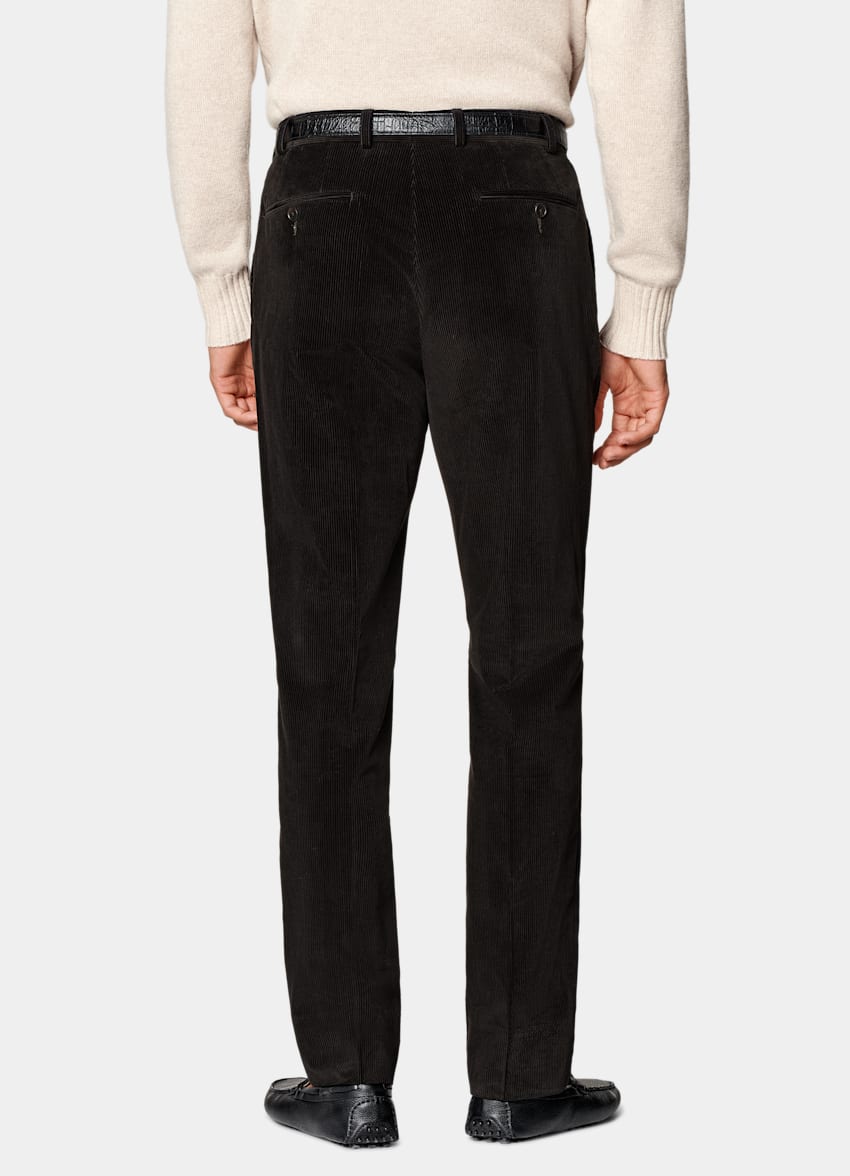 SUITSUPPLY Invierno Pana de puro algodón de Pontoglio, Italia Pantalones marrón oscuro Straight Leg