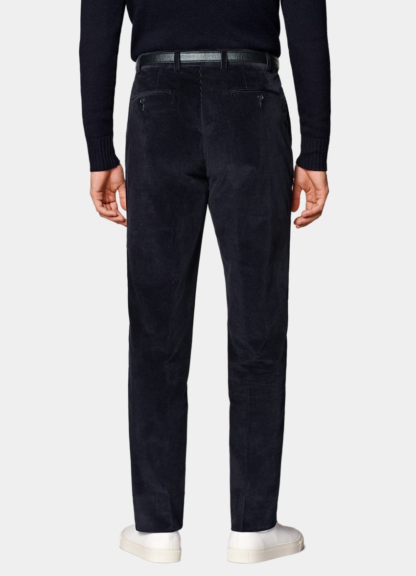 SUITSUPPLY Winter Pure Cotton Corduroy by Pontoglio, Italy  Navy Straight Leg Pants