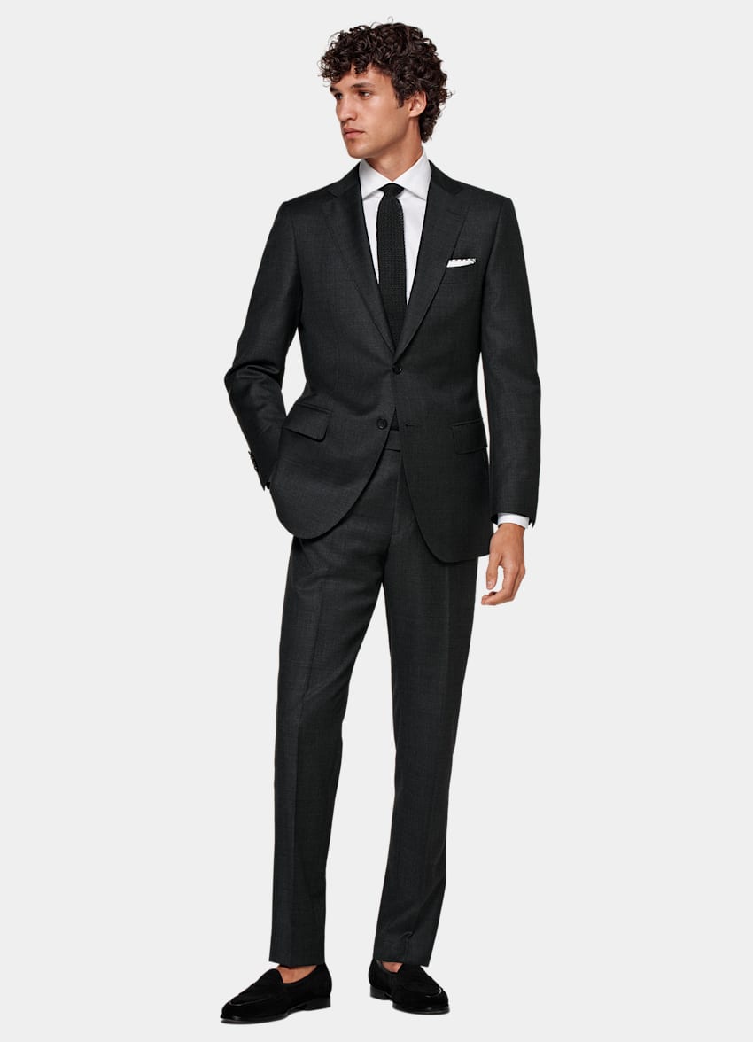 SUITSUPPLY Pure S110's Wool by Vitale Barberis Canonico, Italy  Dark Grey Brescia Suit Pants