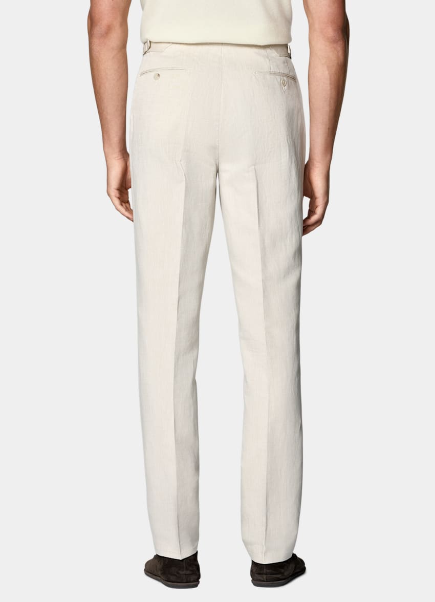 SUITSUPPLY Sommer Leinen Baumwolle von Di Sondrio, Italien Anzughose sand Straight Leg