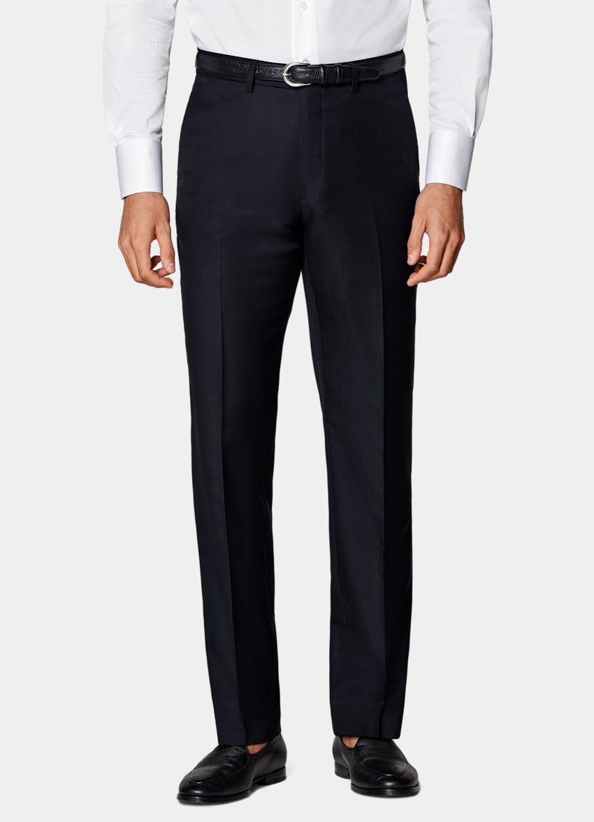 Navy Slim Leg Straight Suit Pants in Pure S110's Wool