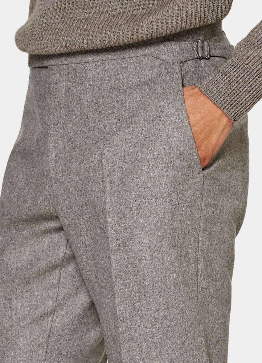 SUITSUPPLY Circular Wool Flannel by Vitale Barberis Canonico, Italy  Taupe Milano Pants