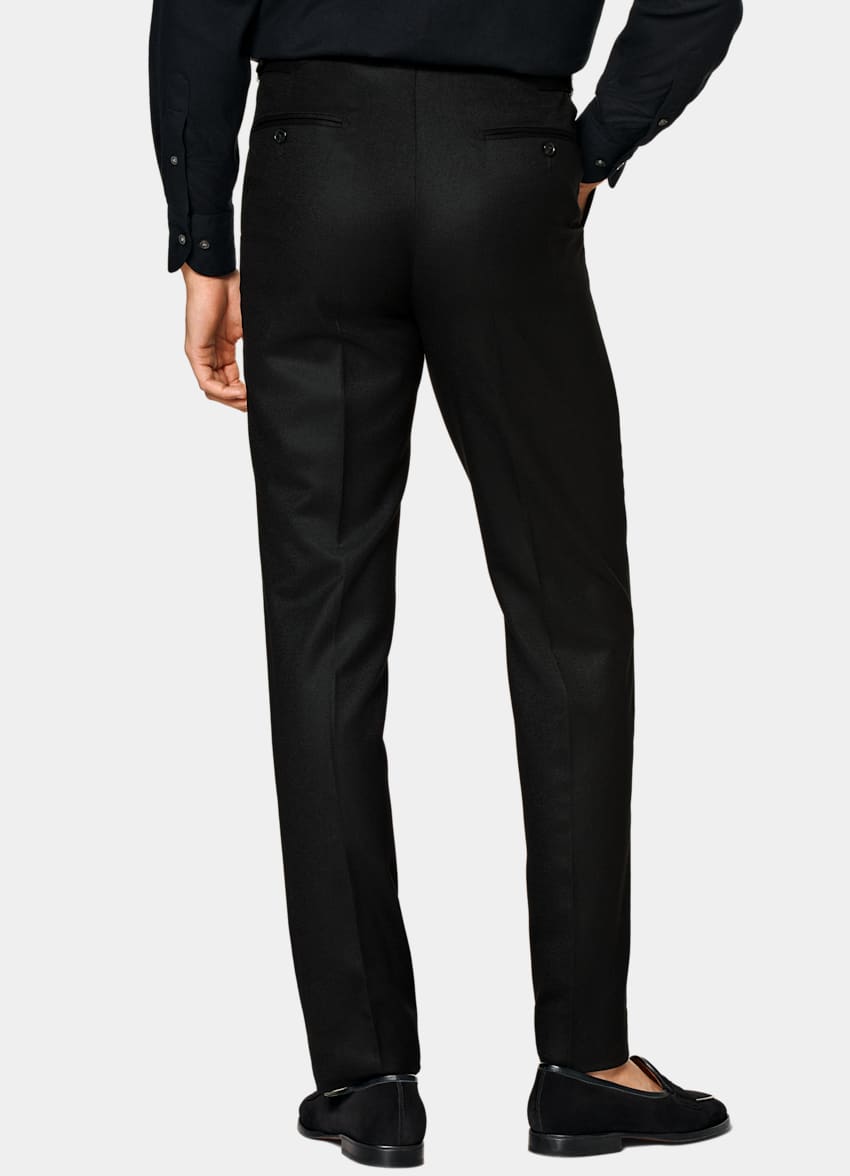 SUITSUPPLY Pure S120's Flannel Wool by Vitale Barberis Canonico, Italy  Black Brescia Pants