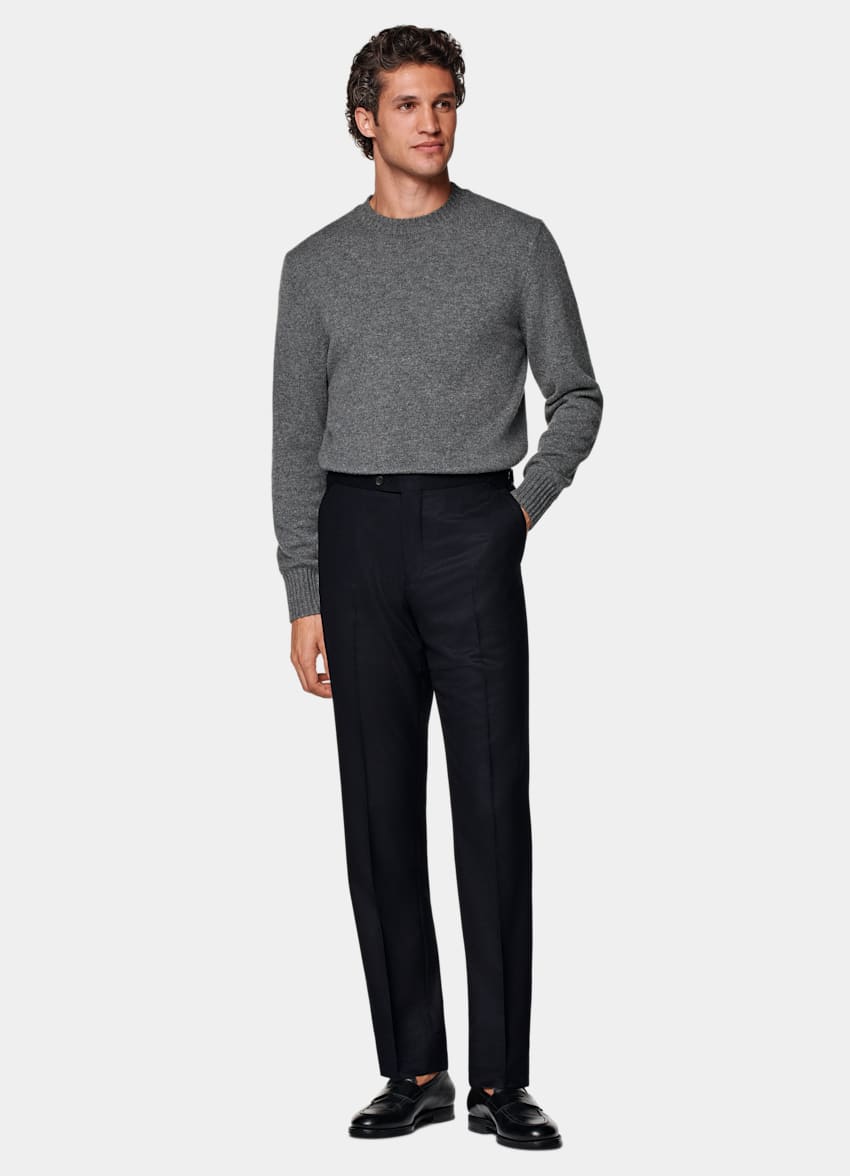 SUITSUPPLY Winter Purer S120er Schurwolle-Flanell by Vitale Barberis Canonico, Italien Anzughose navy Slim Leg straight