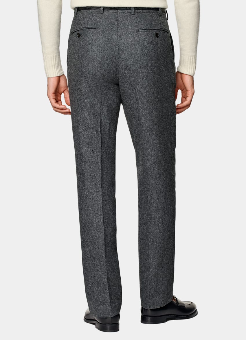 SUITSUPPLY Winter Circular Wool Flannel by Vitale Barberis Canonico, Italy Mid Grey Straight Leg Trousers