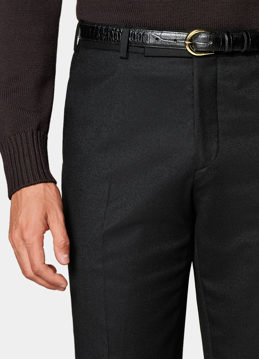 SUITSUPPLY Hiver Flanelle pure laine S120's - Vitale Barberis Canonico, Italie Pantalon Straight Leg noir