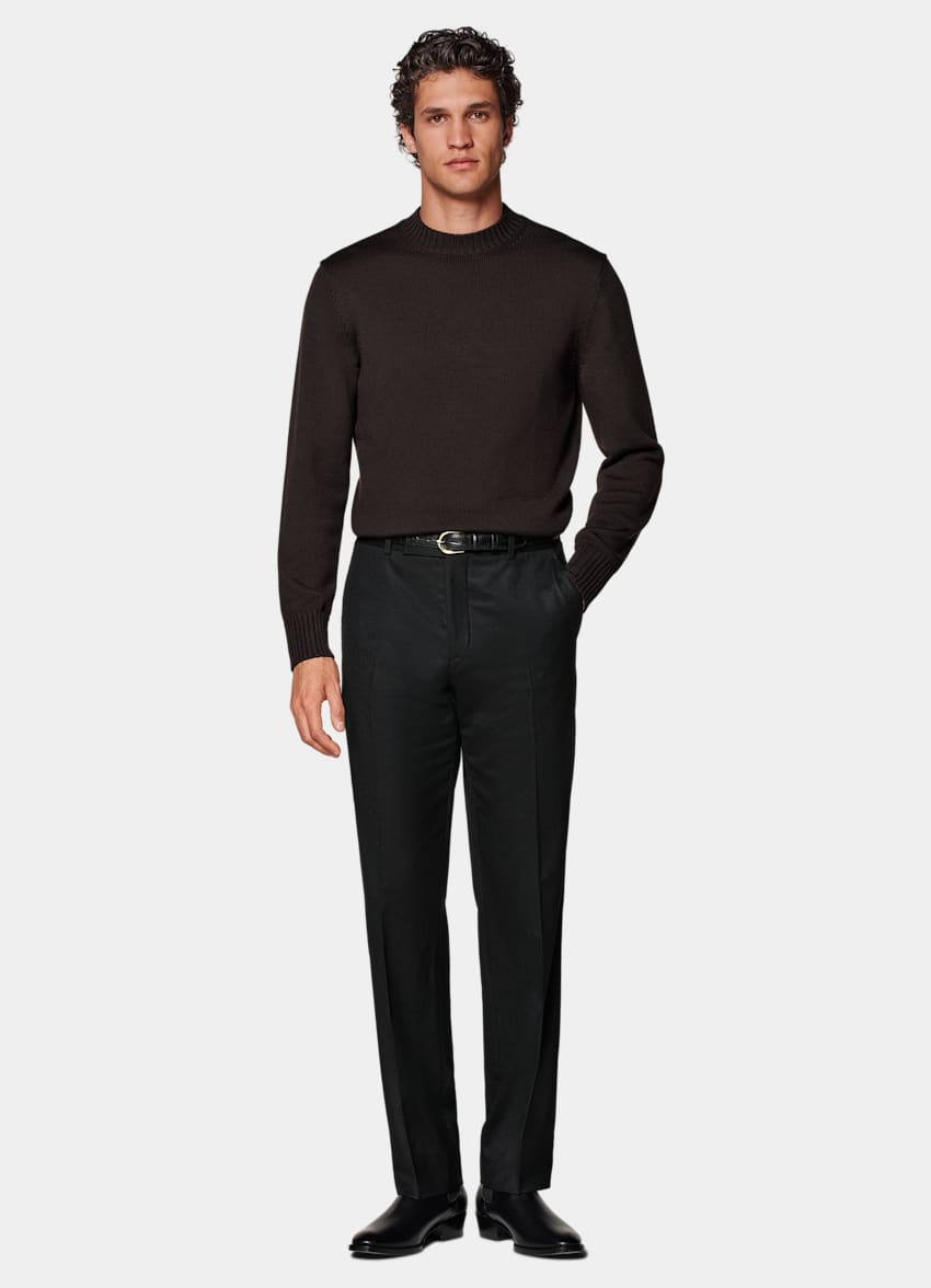 SUITSUPPLY Hiver Flanelle pure laine S120's - Vitale Barberis Canonico, Italie Pantalon Straight Leg noir